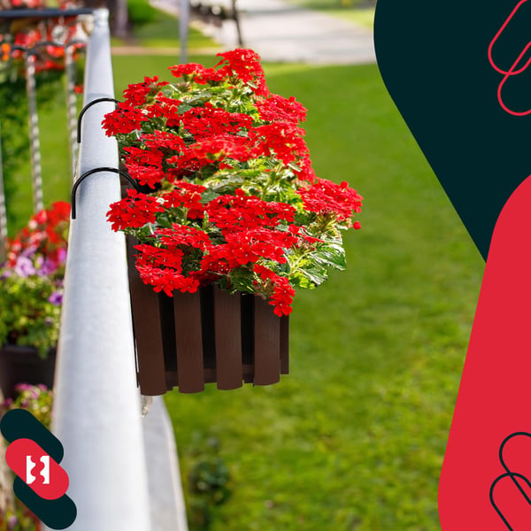 Blomkruka balkonglåda för balustrad terrassblommor brun 60 cm 2 st
