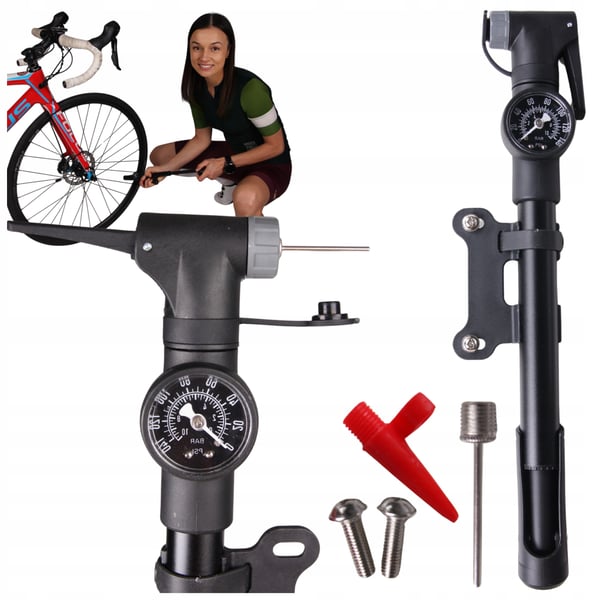 PRO 8 BAR cykelpump med tryckmätare, handhållen och cykelhållare