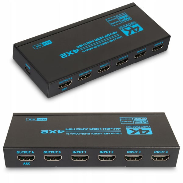 MATRIX HDMI 2.0 4x2 SWITCH SPLIT 4K 60HZ HDCP 2.2 HDR SPDIF TOSLINK ARC