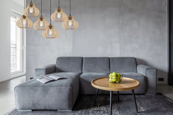 Hængende lampe, loftslysekrone, træ, LED lampeskærm