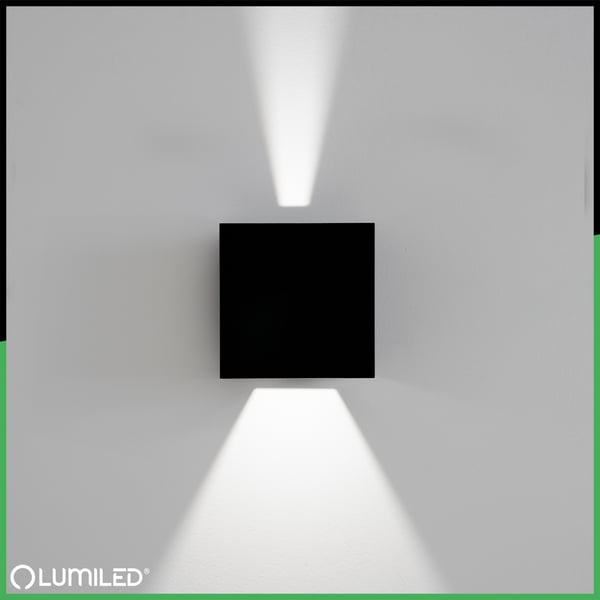 Vägglampa trädgård fasad LED 2x3W 4000K justerbar upp ned svart PICEA LUMILED