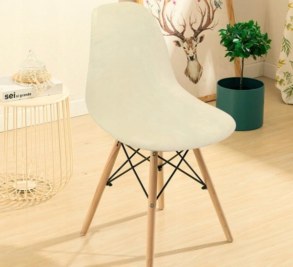 Scandinavian-tuolin päällinen, kermanbeige sametti