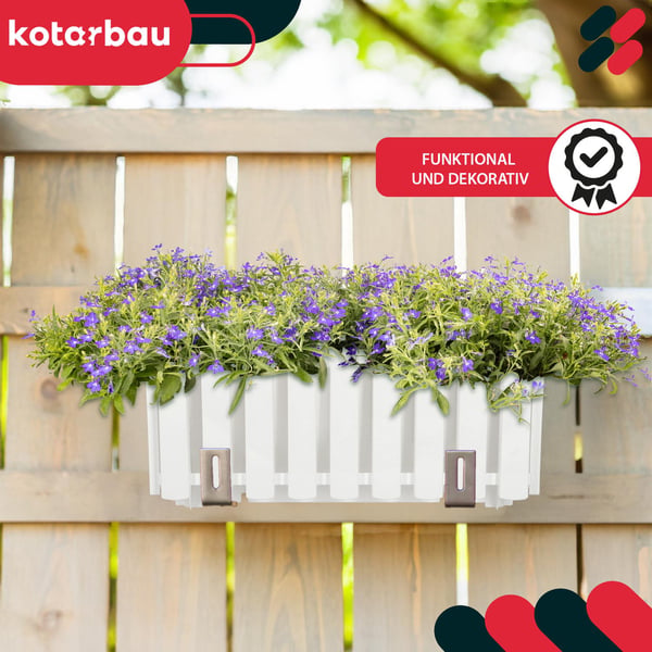Balkongkrukslåda för räcke terrass rustik vit 40cm