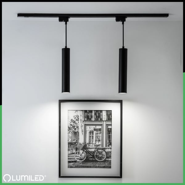 Riippuva kisko valaisin 29cm heijastin GU10 LED SOPLO musta LUMILED
