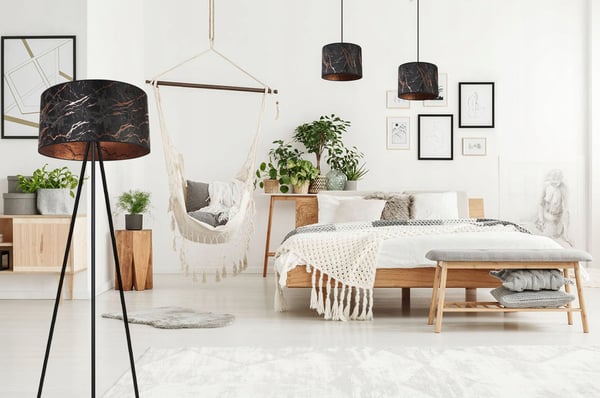HÆNGELAMPE, LOFTKRONE, LAMPESKÆRM, MØNSTER, KOBBER