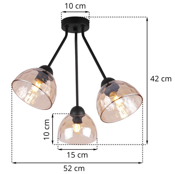 Venice Trio taklampa honungslyftor E27