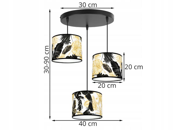 Lofthængende lampe, lampeskærm, gyldne blomster, LED