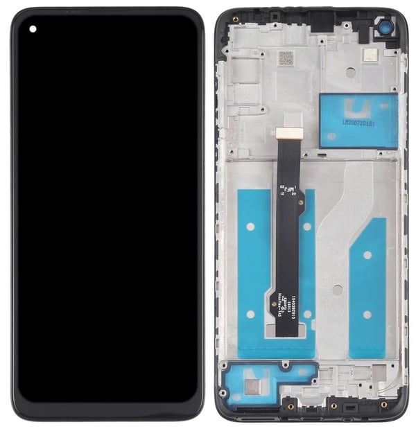 Motorola G8 XT2045-1 XT2045-2 original LCD-skärm och pekskärm renoverad svart ram