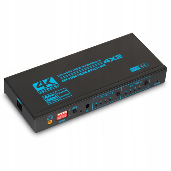 MATRIX HDMI 2.0 4x2 SWITCH SPLIT 4K 60HZ HDCP 2.2 HDR SPDIF TOSLINK ARC