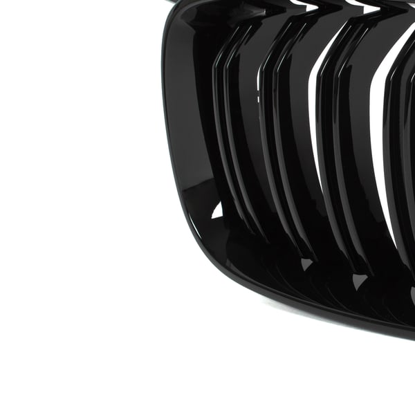 BMW 3 F34 GT 13-20 gitter mellem forlygterne (nyrerne) venstre + højre sæt SORT GLOSSY DOBBELT BAR