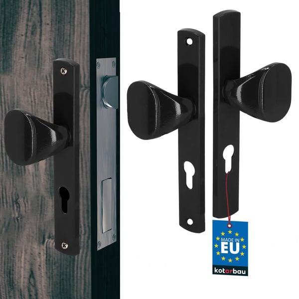 Handtag för grinddörr lång platt aluminium svart 72 mm Handtag för grinddörr lång platt aluminium svart 72 mm
