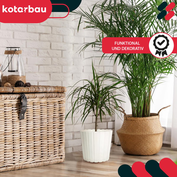 Plastkruka för blommor och örter vit 29 cm 4-pack