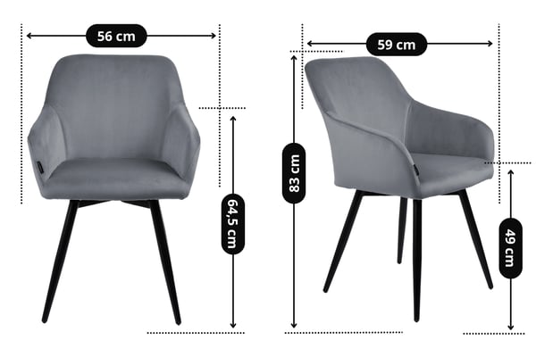 ESMO klädd snurrstol i sammet, grå
