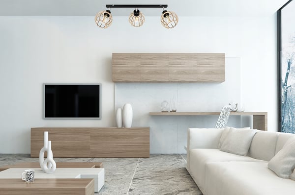 MODERN LED-TAKLAMPA I TRÄ