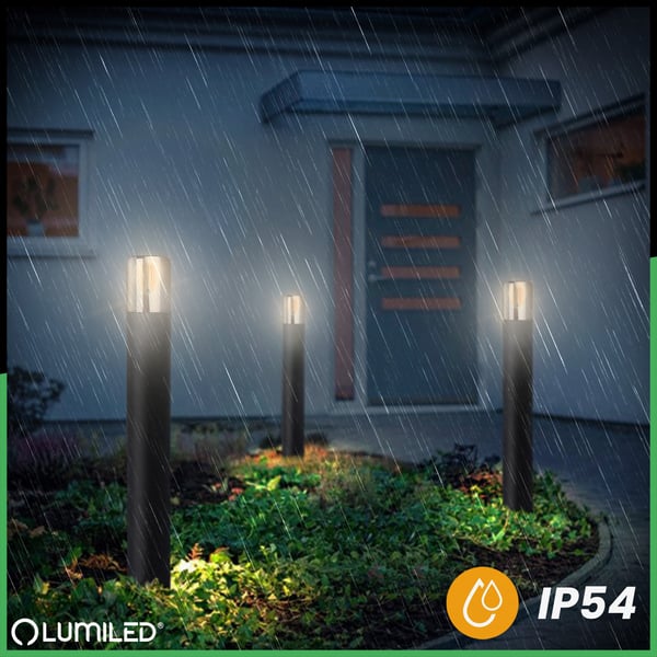 Havelampe udendørs stående til E27 pære sort glas IP54 60 cm SALVIA LUMILED