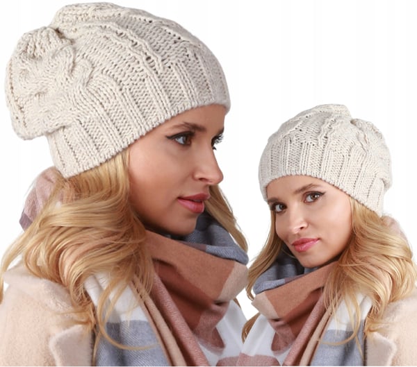 Beige damhatt med tjock väv - A4