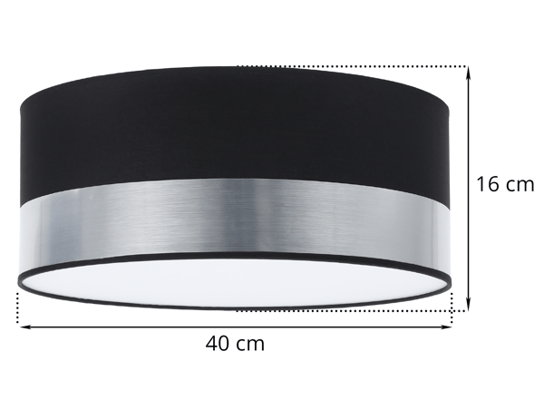 ELEGANCE PLEXI-KATTOVALAISIN MUSTA KROMI 40 CM E27