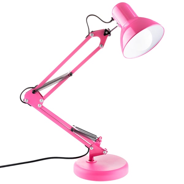Pöytävalaisin TOBI E27 vaaleanpunainen Lumiled ja klemmipidike