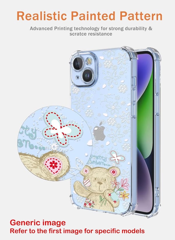 Etui til Xiaomi 13 gennemsigtig bamse hvid præget blomster høj beskyttelse