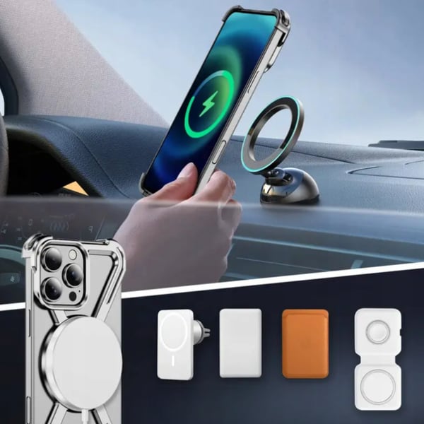 Etui til iPhone 15 Pansret Magsafe Metal Etui Titanium Holder