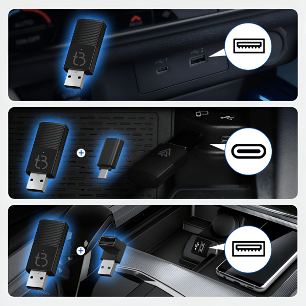 TB-NANO trådlös mini USB-adapter Carplay och Android Auto för bil