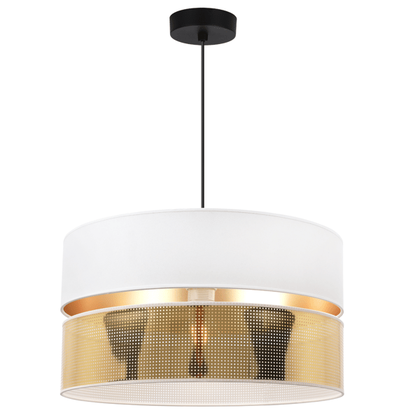 ASTI DUO HÆNGELAMPE SORT 1 FLAD HVIDGULD LAMPESKÆRM TS 40CM