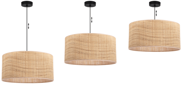 SORT RATTANHÆNGELAMPE 1 FLAD RATTANHÆNGELAMPESKÆRM 45CM