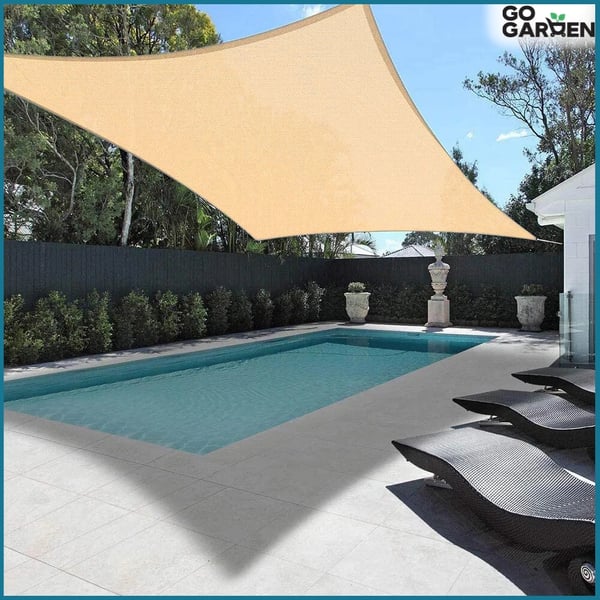 Skyggesejl, UV-solbeskyttelsesmateriale, beige tag til haven, 3x2m