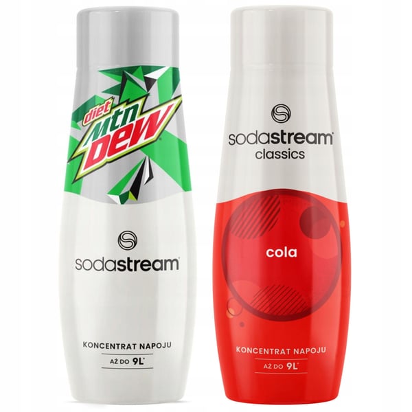 Sodastream Cola + Mountain Dew Diet -limsakoneen siirappisetti 2 kpl.