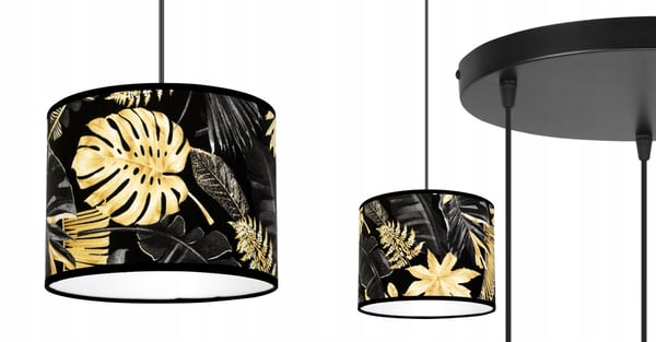 Lofthængende lampe, lampeskærm, gyldne blomster, LED