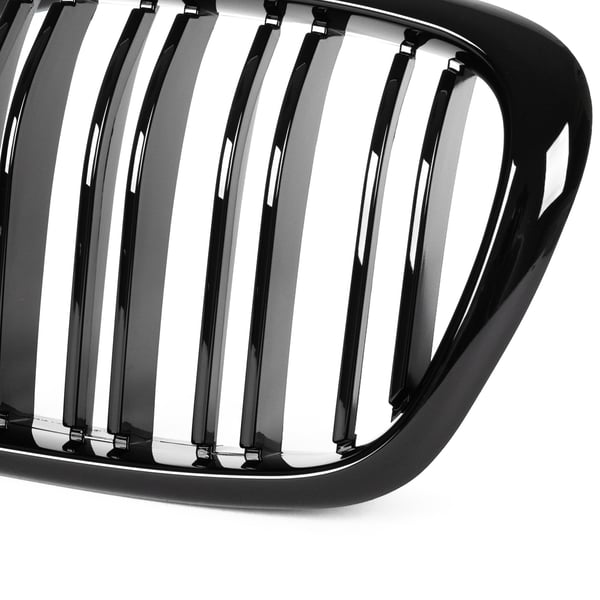 BMW 5 E39 95-03 SEDAN / KOMBI gitter mellem forlygterne (nyrerne) venstre + højre sæt SORT GLOSSY DOBBELT BAR