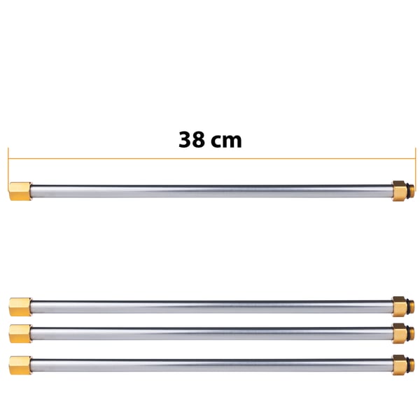 Sæt med 7 lanser/forlængere til højtryksrensere, inklusive en 30° vinklet lanse + 5 dyser med en 1/4” lynkobling, 250 bar