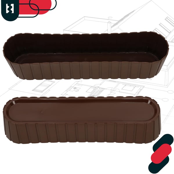 Oval urtepottekasse til altan terrasse rustik brun 60 cm 6 stk.