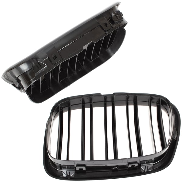 BMW 5 E39 95-03 SEDAN / KOMBI gitter mellem forlygterne (nyrerne) venstre + højre sæt SORT GLOSSY DOBBELT BAR