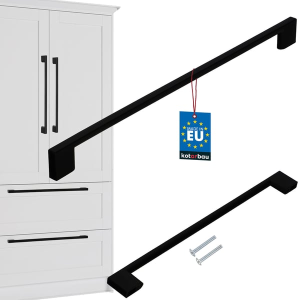 KOTARBAU køkkengreb klassisk modern aflang mat sort 358 mm afstand 320 mm