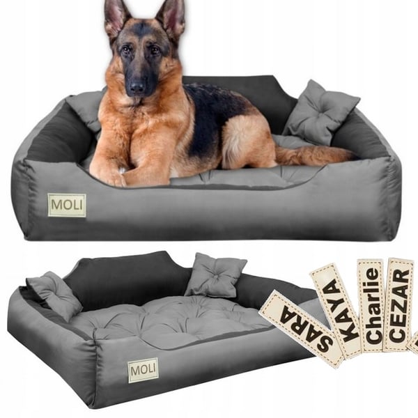 Hundeseng kennel 55x45 cm personaliseret grå