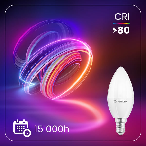 6x LED-pære E14 stearinlys B35 10W = 75W 1100lm 6500K koldt hvidt 180° LUMILED