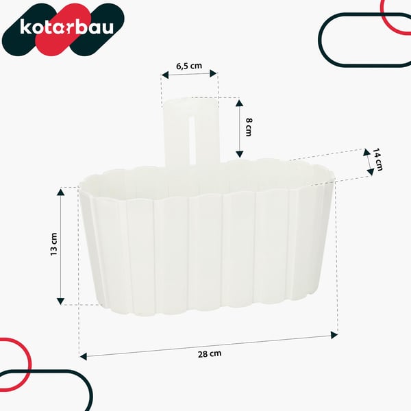 Vägghängande blomkruka för väggmontering rustik vit 280 mm
