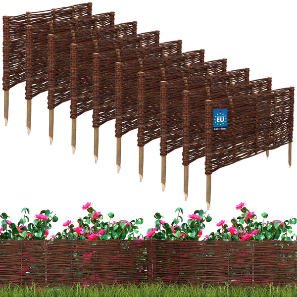 KOTARBAU® Trädgårdsstaket Palidkantning Rotting Driven Staket 60 x 30 cm Set om 10