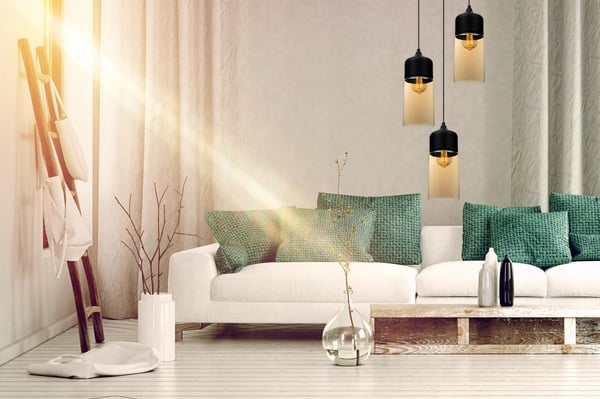 HÆNGENDE LOFTSLAMPE, GLASPLAFON, LED-LAMPE