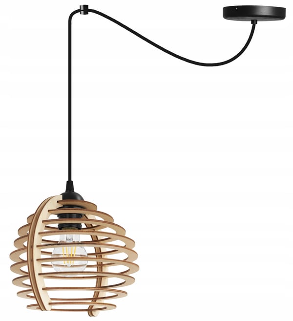 Hængende lampe, loftslysekrone, træ, LED lampeskærm