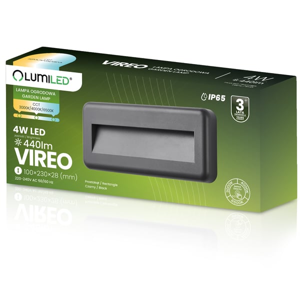 Puutarhan ulkoporrasvalaisin Julkisivuseinävalaisin CCT 3000-6500K LED 4W IP65 VIREO LUMILED