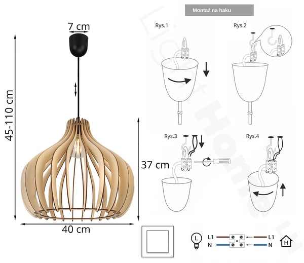 MODERN LED-TAKLAMPA I TRÄ