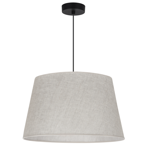 Hængelampe, linnedkegle, sort, 1 flad, lys beige lampeskærm, L01 44cm