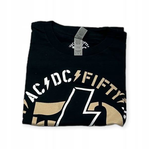 AC/DC Gildan herrehvidt t-shirt med rund hals, størrelse M