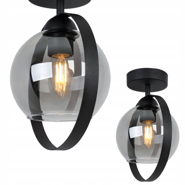 MODERN TAKLAMPA MED GLAS RING GRAFIT