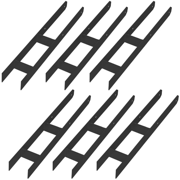 KOTARBAU® H-søjlefod til vægmontering, anker, sort galvaniseret stål, 90 mm, sæt med 6