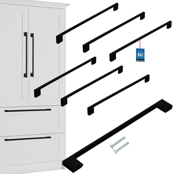 KOTARBAU køkkengreb klassisk modern aflang mat sort 358 mm afstand 320 mm sæt 6 stk