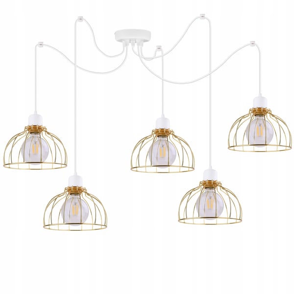 Lofthængende lampe med lysekrone i gylden edderkop-stil