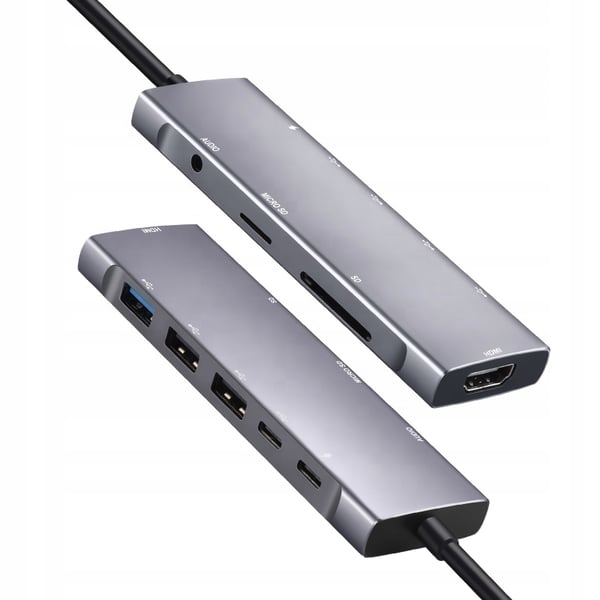 Hub USB-C Adapter HDMI 4K UHD Micro SD 3x USB 3.0 Power Delivery PD